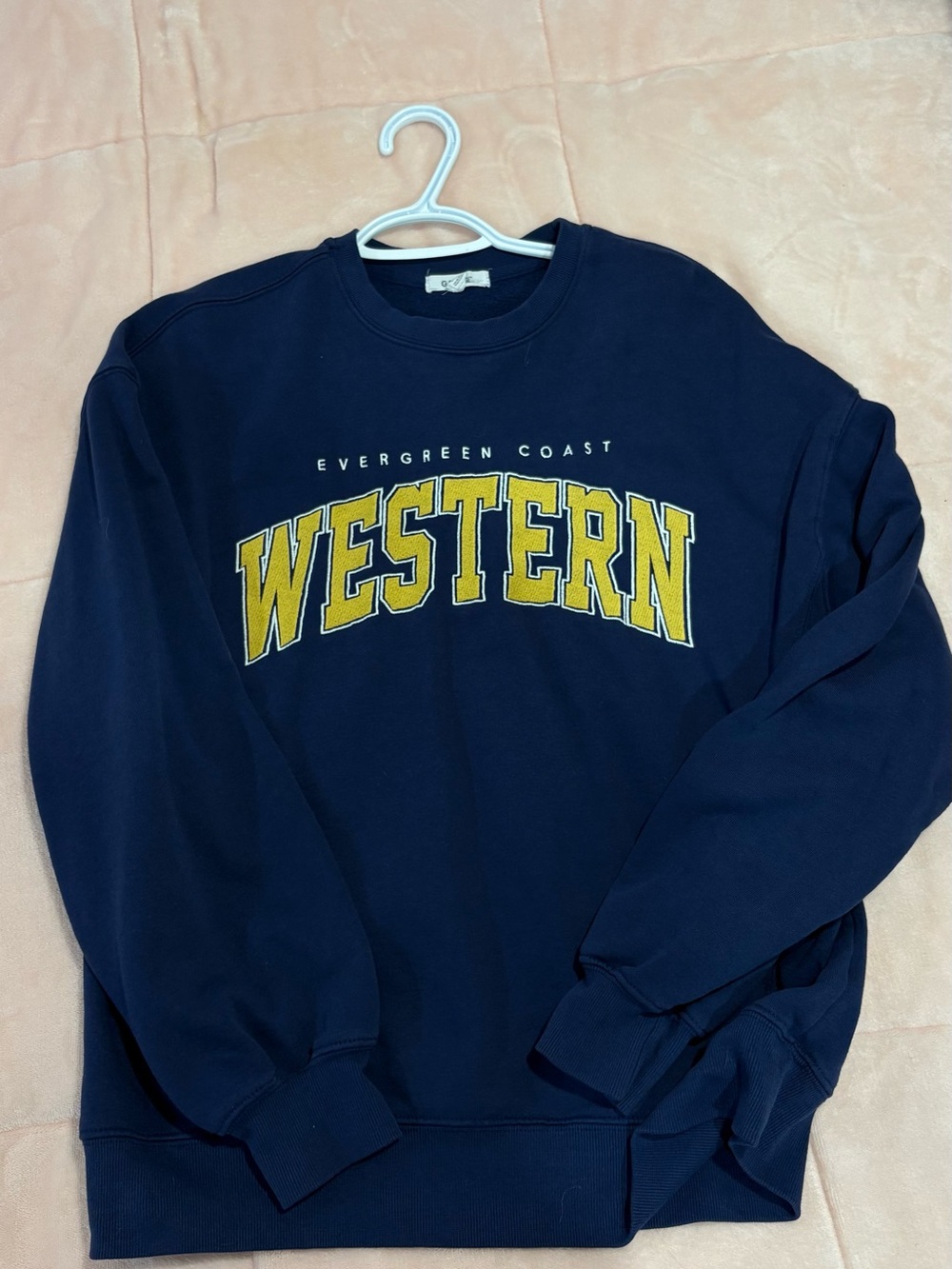 Garage Navy Crewneck with Yellow WESTERN Logo